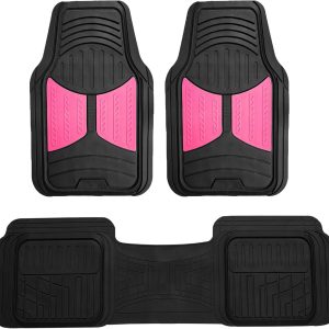 Pink Heavy-Duty Rubber Floor Mats Full Set Trimmable