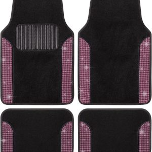 Pink Diamond Rhinestone Crystal 4-Piece Floor Mats